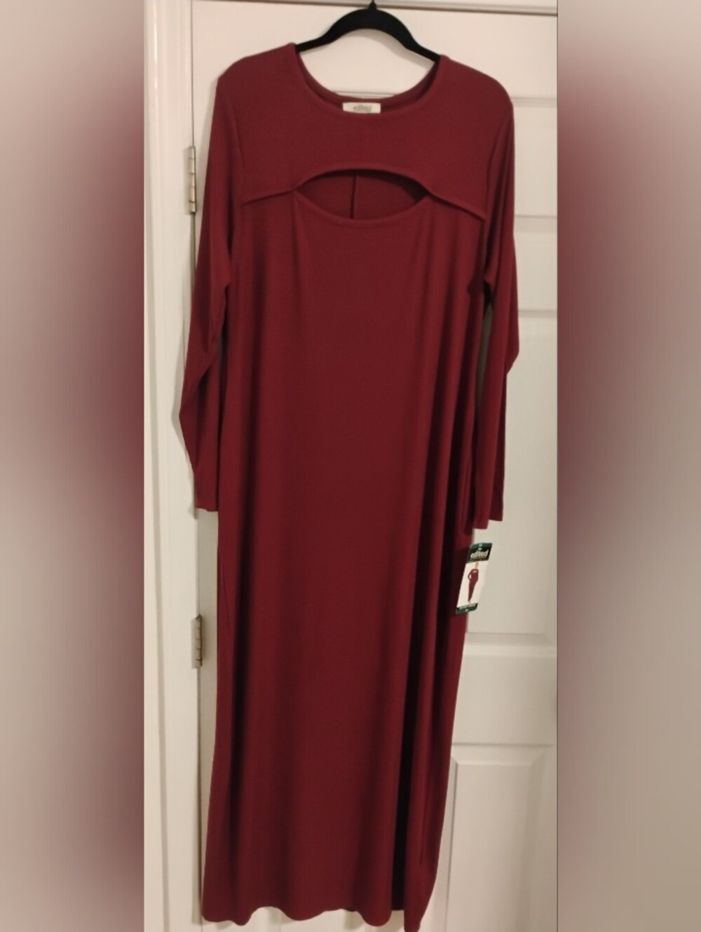 Edited by Remi Bader Plus Size Long Sleeve Cutout Dress Burgundy in Size 3X